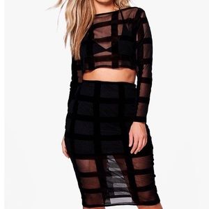 Claire Grid Mesh Skirt Co-ord Set